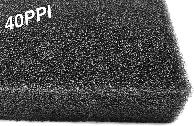Wave Point Filter Foam Sponges, Bio Sponge Filter Media Pad, Cut-to-Size Foam for Aquarium Fish Tank Aquarium Sponge Filter Foam 17.7" x 6" x 2" (Black 40PPI)