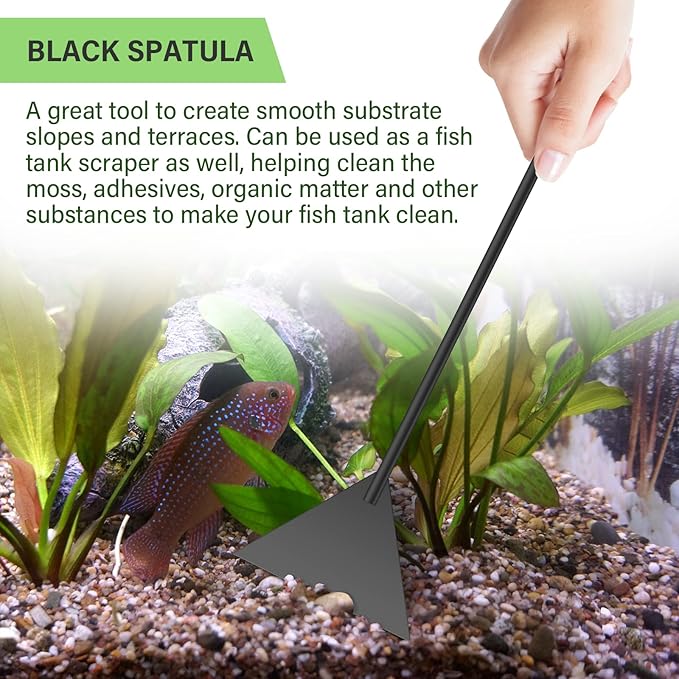 Simple Deluxe Aquarium Aquascape Tools Kit, 4 in 1 Anti-Rust Aquatic Plant Aquascaping Tool Stainless Steel Tweezers Scissors Spatula Set for Aquarium Tank Clean, Fish Tank, Bonsai, Algae Scrapers