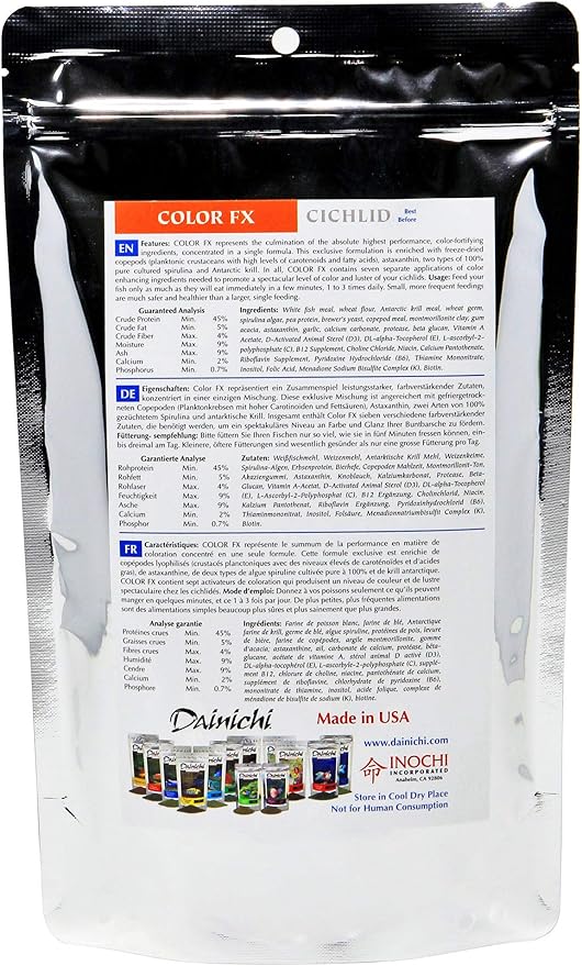 Dainichi Cichlid Food - Color FX Sinking Small Pellet - 1.1 lbs