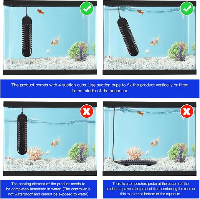 Fish Tank Heater. Aquarium Heater. Small Pond Heater. 800W. 1200W Double-Tube Heating, Energy Saving and Power Saving. Suitable for Freshwater and Saltwater Aquariums (1200W)