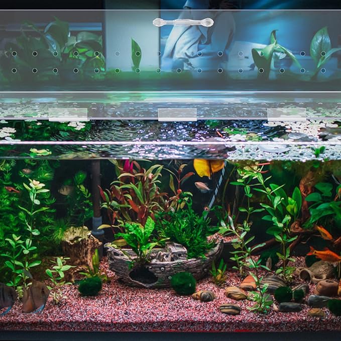 Sieral Aquarium Lids Polycarbonate Canopy 2 Pieces Set 16.87 x 16.87 x 0.12 Inch for 50/65/84 Gallon with Center Brace Aquariums Cover Fish Tank Lid with a Hook Knife, Clear