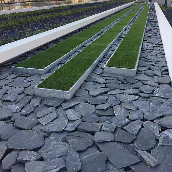 YISZM Slate Rock for Aquarium, 3-5 Inch Polished Natural Stone Rocks, Fish Tank Decor, Aquascaping Rocks, Safe for Aquariums, Terrariums, 20 lbs