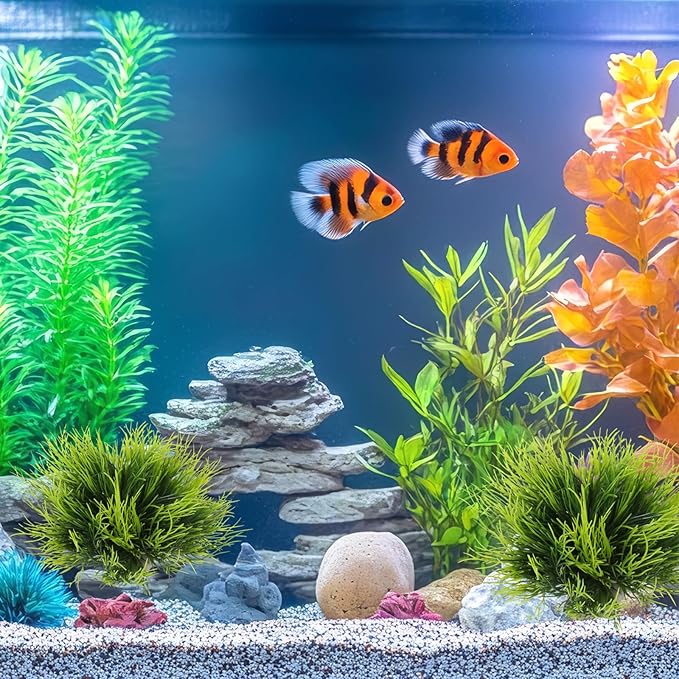 3 Pack Aquarium Plants, Realistic Plastic Fish Tank Plants Green Artificial Aquarium Decor Fish Tank Decorations for Aquascaping Reptile Terrariums