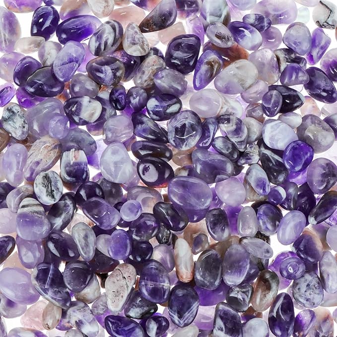 Colorful Agate 1lb Crystal Polished Tumbled Stones Irregular Shaped Crystal Chips Bulk Natural Gemstone Aquarium Gravel Rocks Vase Filler Fish Tank Gravel Home Decoration (Amethyst)