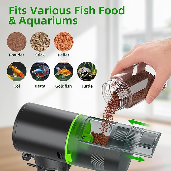 Freesea Automatic Fish Feeder for Aquarium: 3 Timers & One-Touch Easy Setup - 7-14 Day Supply with 200ML Food Dispenser - Worry-Free Vacation Feeding for Betta Turtle Tank