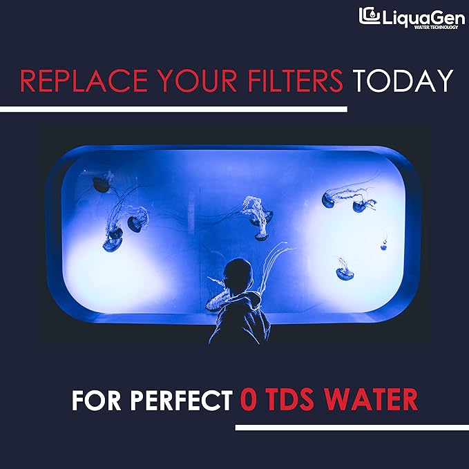LiquaGen - 5 Stage Aquarium Reef Reverse Osmosis (RO/DI) Water Filter Replacement Kit (DI Resin on the Side) (150 GPD) | | For 0 TDS Water