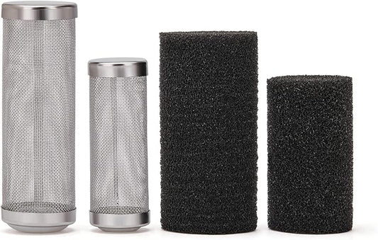 2 Pcs 12mm/16mm Stainless Steel Aquarium Filter Intake Guard Mesh Cover,Fish Tank Filter Guard with 2PCS Filter Sponge for Breeding Fish Shrimp Tank