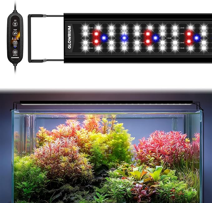 GLOWRIUM Aquarium Light, LED Full Spectrum Freshwater Fish Tank, infinitely dimmable, Fish Tank Light with auto-on/Off Timer (48-53 in)