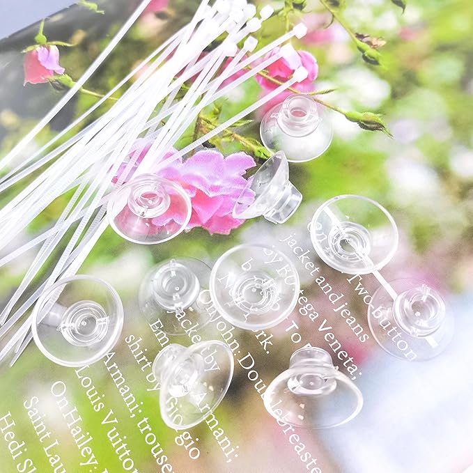 10 PCS 25mm Aquarium Suction Cups and 20 PCS Adjustable Zip Ties Fish Tank Tools for Air Tubes, Moss, Fish and Shrimp Nests, Plants, Reptile Hammocks