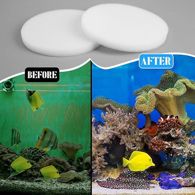 Tranqun 24 Pcs Fine Filter Water Polishing Pad Compatible with Fluval Fx4, Fx5, Fx6(24 Pcs,White,7 x 7 x 0.63 Inches)