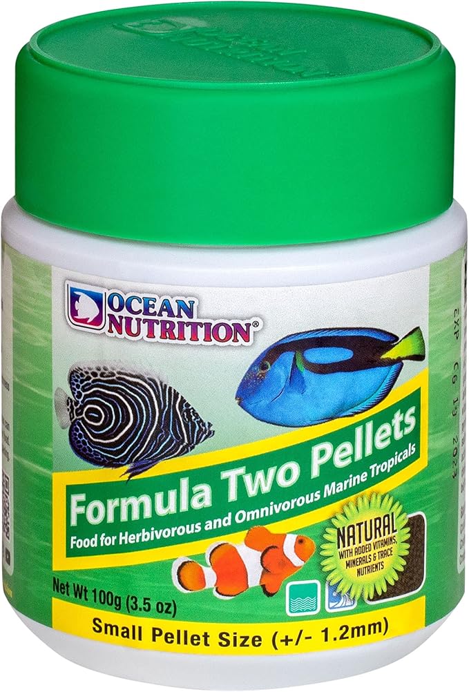 Ocean Nutrition Formula Two Pellets - Fish Food for Herbivorous & Omnivorous Marine Tropical Fish, High Protein(40%) - 3.5 oz (100 g) Small Pellets
