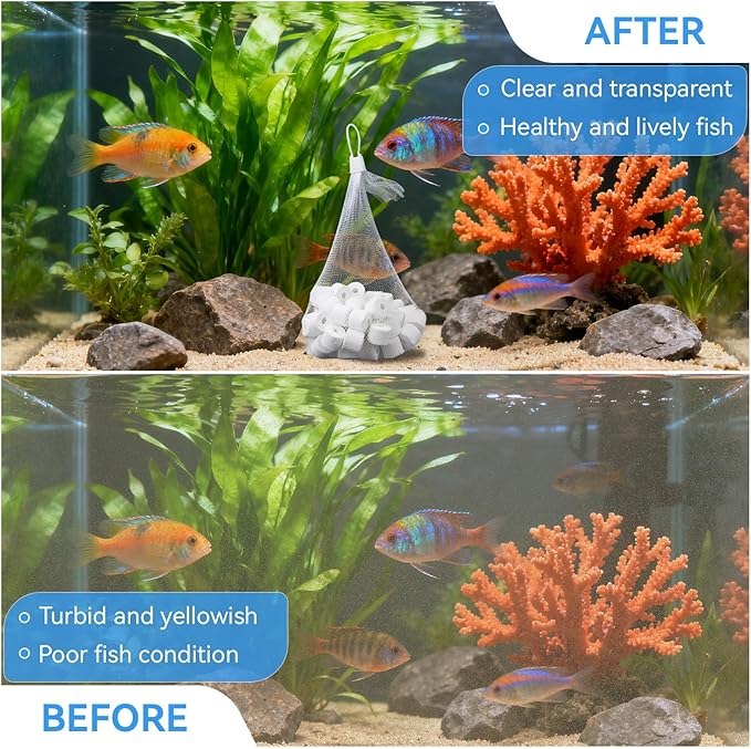 500g Biological Filter Ceramic Rings Compatible with Fluval Filter Series 106, 206, 306, 406, FX5, FX6, Biological Filter Media for Aquariums, Replacement for Fluval Biomax Biological Material Remover