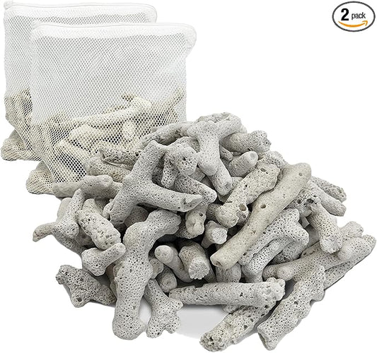 kathson 2.2lb Crushed Coral for Aquarium Crushed Coral for Freshwater Aquarium Corals for Fish Tank to Raise ph Filter Media for Fish Tank with Mesh Bag for Fish Tank Filter Media Decorations