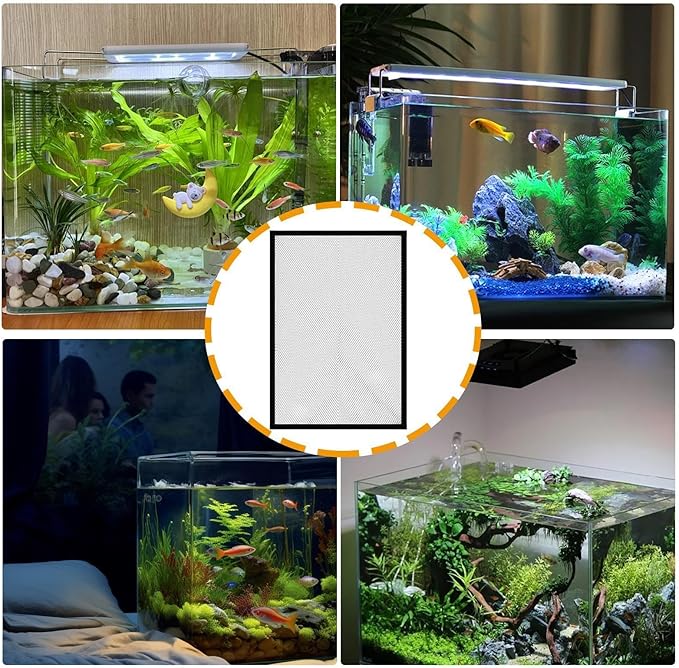 Aquarium Mesh Lid - Magnetic Fish Tank Cover Screen Hood, Breathable Anti Escape Tank Protector, Lightweight Durable Mesh Structure for Aquarium Safety Use, Home Office Pet Store Breeder Setup