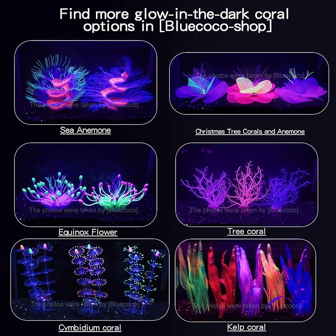 Soft Silica Gel Moves Naturally with Water Flow, Aquarium Decorations Glow in The Dark, Glowing Coral Ornaments for Fish Tank Decorations (Purple, Equinox)