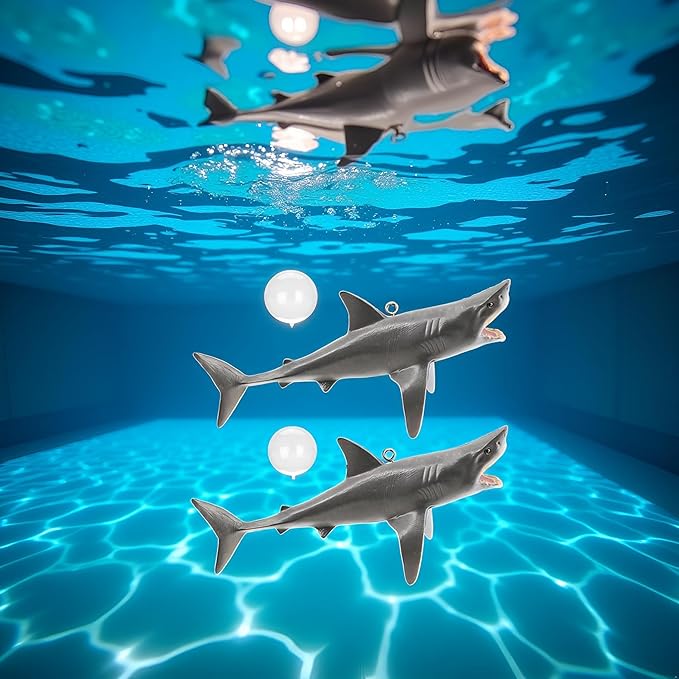 2Pcs Floating Shark Ornament - Adjustable Aquarium Shark Animal Decor, Shark Pool Décor | Aquarium Floating Shark Ornaments Thematic Ornaments Suitable for Aquarium All Kinds Pet Supplies
