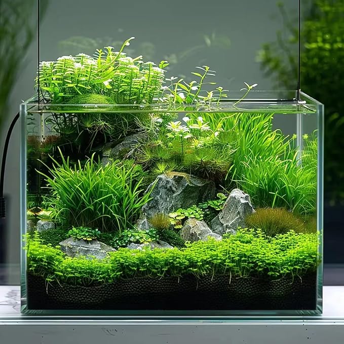 Vimvins 3 Gallon Glass Fish Tank, Easy to Maintain Small Aquarium for Betta/Goldfish/Snails/Shrimp and Aquatic Planting.