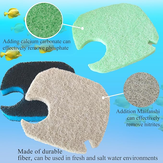 PurifyLogix Replacement Canister Filter Pads Compatible with AMOSIJOY 172/225/265GPH Aquarium External Filter, 6 White Floss & 2 Coarse Pads & 1 Phosphate Remover Filter & 1 Nitrite Remover (10 Pcs)