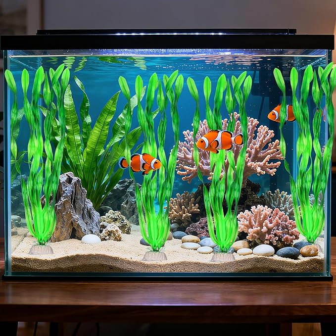 Artificial Green Plants for Aquarium,Plastic Seaweed Water Plants (Green)
