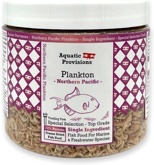 Aquatic Provisions Northern Pacific Plankton High Protein Freeze Dried Floating Fish Food 1.25 oz, for Freshwater and Marine Aquarium Fish