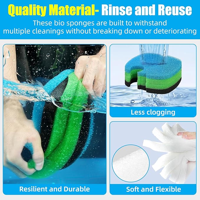 AQUANEAT 16 pcs Replacement Canister Filter Pads Compatible with SUNSUN HW-303B/703B CF-400 Aquarium Filter Media Generic Sponges Floss