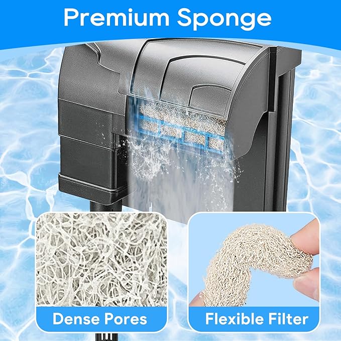 Ammonia Reducer Filter Pads Compatible with Aqueon Quietflow 30 & 50, Sponge Filters for Aqueon Replacement Filter Cartridges Large, LED PRO Aquarium Fish Tank Power Filter 6PCS