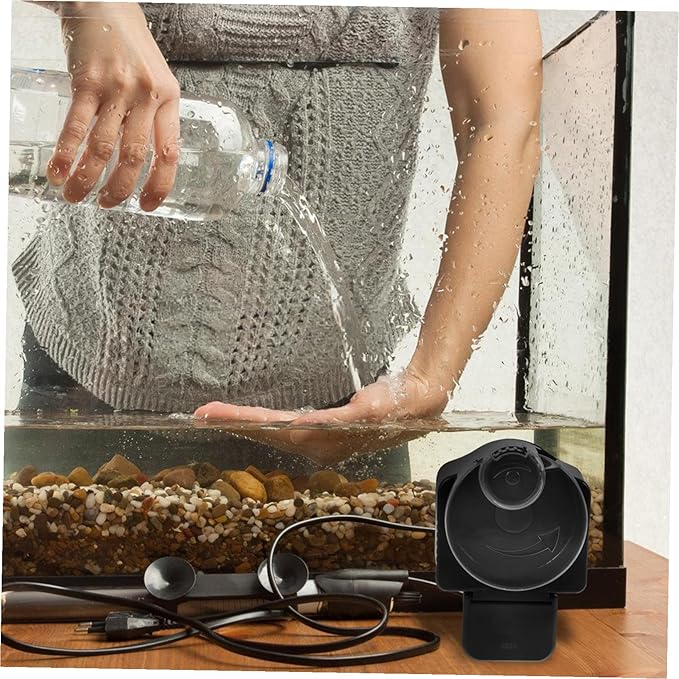 Cabilock Automatic Aquarium Fish Tank Feeder with Timer Mechanical Feeding Tool for Goldfish and Turtle Tanks, Battery-Free Vacation Feeding Dispenser for Flakes and Pellets