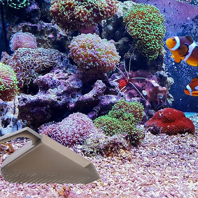 Aquarium Sand Shovel Fish Tank Sediment Scooper Plastic Substrate Cleaning Tool for Home Aquarium Maintenance with Tea Color Handle