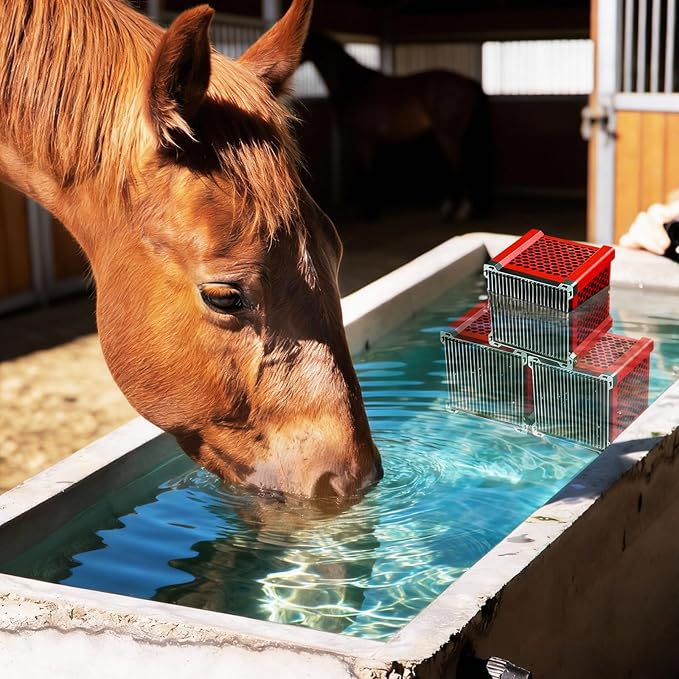 Pure Cube Water Trough Filter 2.0 Super‑Strong Filtration Aquarium Water Trough Activated Carbon Purifier Cube for Horse, Livestock, Fish Tanks & Ponds,Red,for 20 Gallons Tank