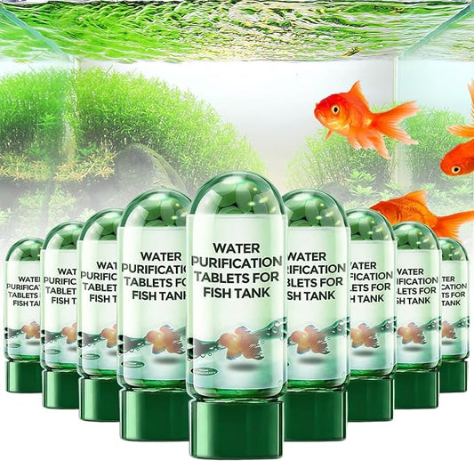 Water Purification Tablets for Fish Tank, Powerful Aquarium Water Purification Tablet, Efficient Clear Turbidity & Improve Water Quality, Remove All Kinds of Turbidity from Fish TankWater (9pcs)