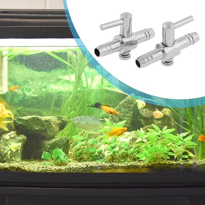 Air Pump Control Valve, Single Way Air Valve Distributor for Aquarium Pump, 1.2X 0.8X 0.3 Inch (Silver Tone 2pcs)