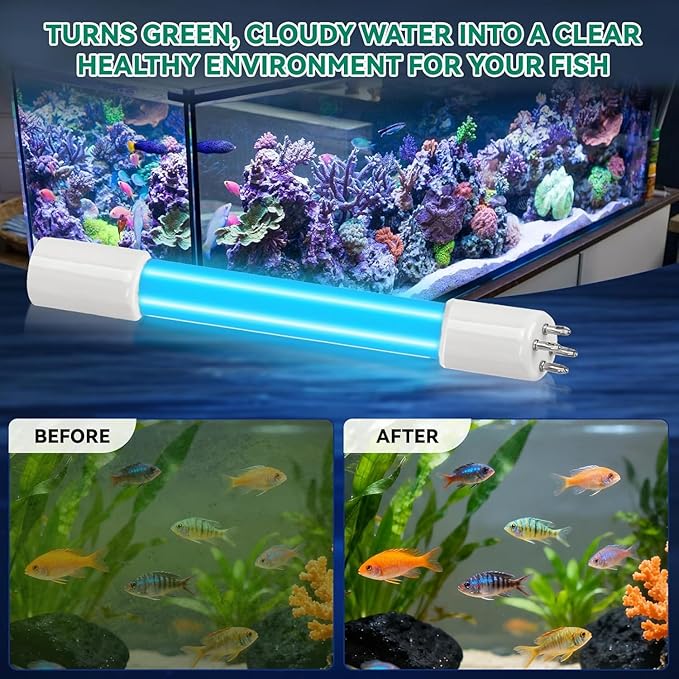 Replacement UV Bulb 5W, Compatible with COODIA 5W UV Filter Pump and Sunsun CUV-305, CUV-505, JUP-02 Filter, Replacement for UVC Aquarium Light, 2 Pack