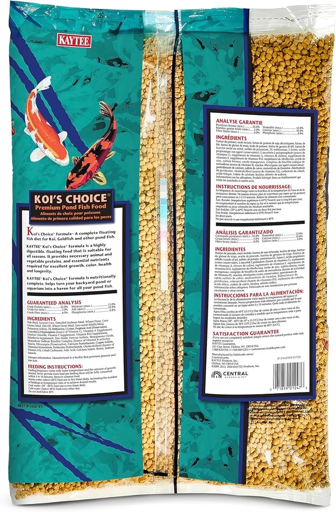 Kaytee Koi’s Choice Koi Floating Fish Food, for Koi, Goldfish and Pond Fish, 10 pounds (Pack of 2)