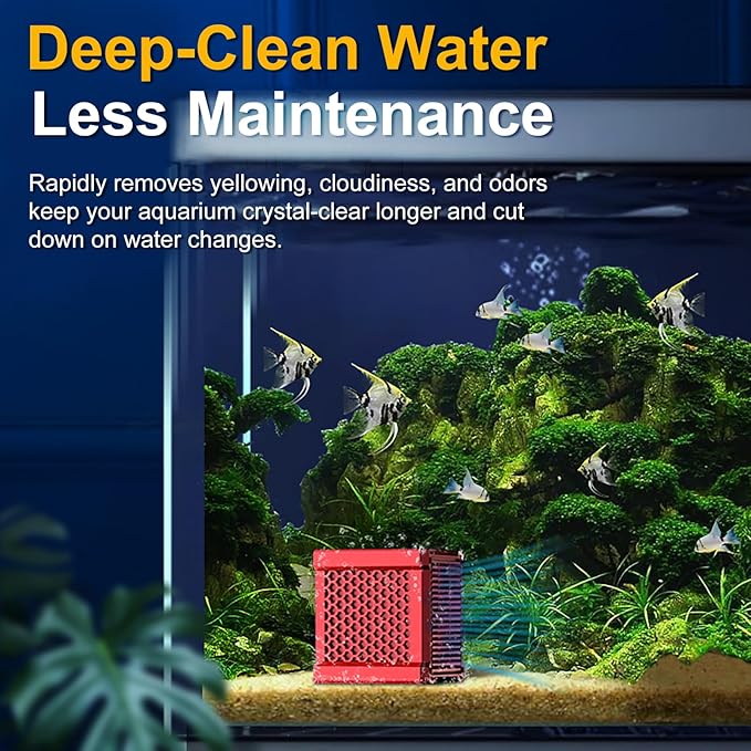 Pure Cube Water Trough Filter 2.0 Super‑Strong Filtration Aquarium Water Trough Activated Carbon Purifier Cube for Horse, Livestock, Fish Tanks & Ponds,Red,for 20 Gallons Tank