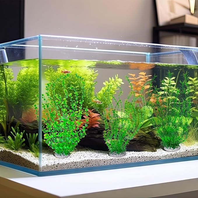 Qianyu 3 Pack Aquarium Plastic Decor Fish Tank Decorations Tall Artificial Green Grass Cluster Extra Large 23.6 Inch Underwater Plants Bendable Fish Tank Plants for Freshwater and Saltwater Tanks