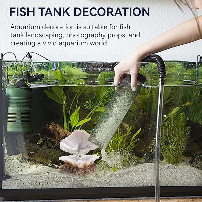 Cyrank Aquarium Decoration Fish Tank Simulation Resin Shell Pearl Bubbler Decor Coral Reefs Aerating Action Ornament Aquarium Landscaping Decoration