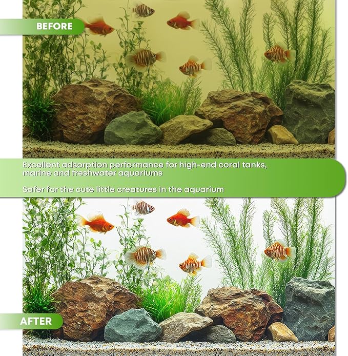 MagTool Aquarium Activated Carbon, Natural Coconut Shell Activated Charcoal for Freshwater, Planted, and Reef Tanks – Removes Odors, Discoloration & Impurities(1000ml with Fine Mesh Bag)