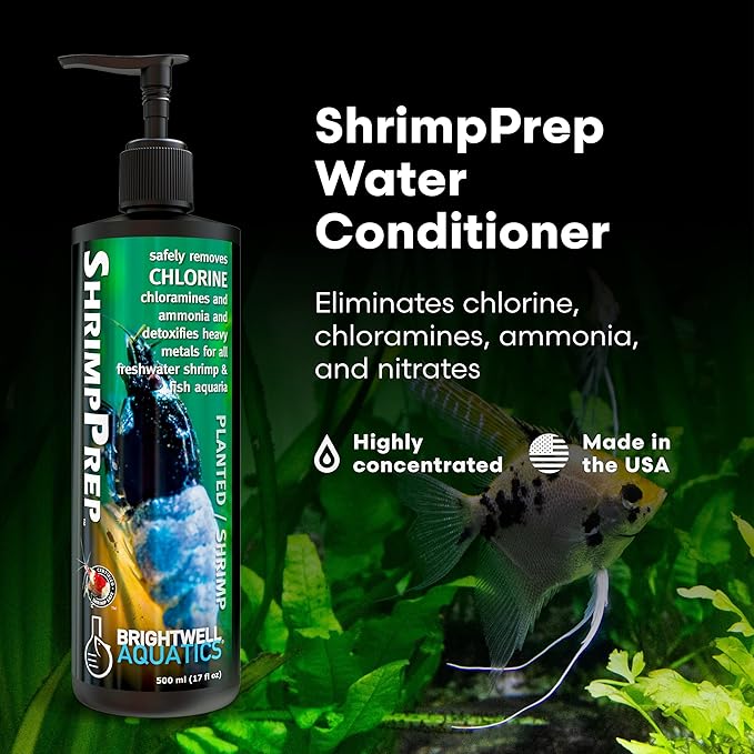 Brightwell Aquatics Shrimp Prep – Water Conditioner for Freshwater Shrimp & Aquariums – Removes Chlorine, Ammonia & Heavy Metals – Promotes Healthy Habitat, 250 ml