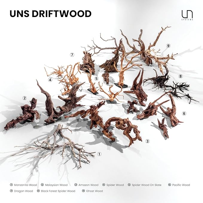 Ultum Nature Systems Driftwood - Spider Wood on Slate Stone for Fish Tank, Planted Tank, Terriarium, Paludarium - Versatile Natural Driftwood Decor - Spider Wood on Slate Stone, Small (7-12")