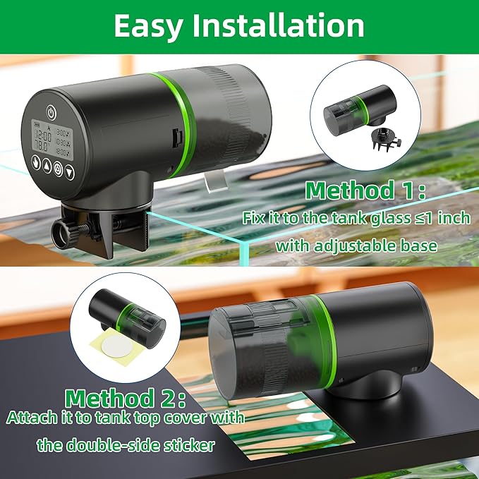 Aysoner Automatic Fish Feeder for Aquarium: Temperature Display Smart Fish Food Dispenser with Moisture-Proof for Betta Turtle Tank During Vacation