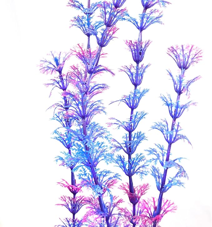 NW Wholesaler 12 Inch Faux Plants for Fish Tanks - Set of 2 Orange and Purple Artificial Plants for Freshwater and Saltwater Aquarium Decor and Fish Hideaway
