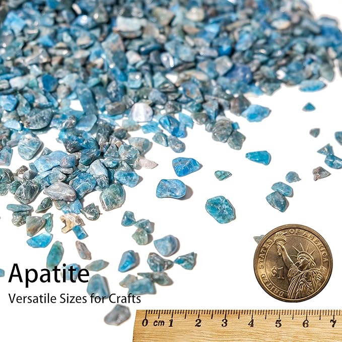 Apatite Crystal Chips 2lbs (1800+ Pieces) – 5-8mm Natural Blue-Green Gemstones for Aquarium Gravel, Terrarium Decor, Plant Drainage, Jewelry Making & Spiritual Gifts