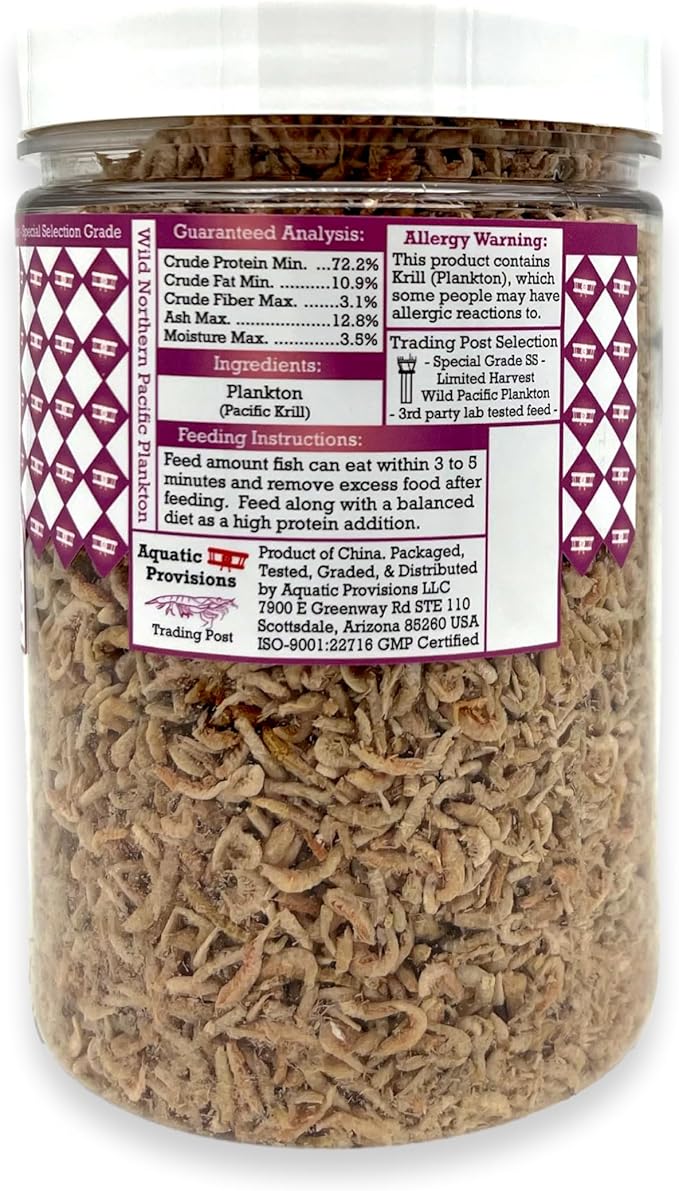 Aquatic Provisions Northern Pacific Plankton High Protein Freeze Dried Floating Fish Food 4 oz