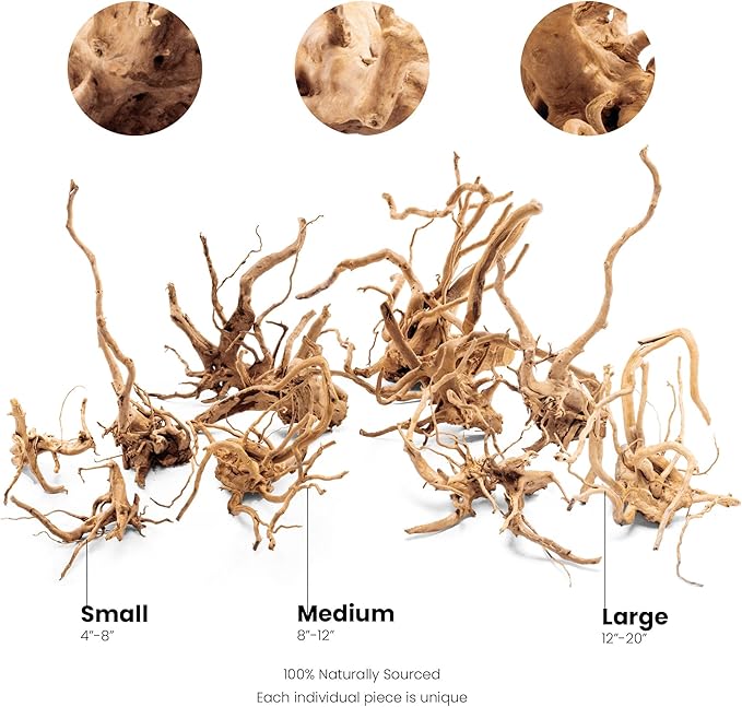 Ultum Nature Systems Driftwood - Spider Drift Wood for Fish Tank, Planted Tank, Terriarium, Paludarium - Versatile Natural Driftwood Decor, Events Wood Centerpiece - Spider Wood, S 7-12", 3 Pack