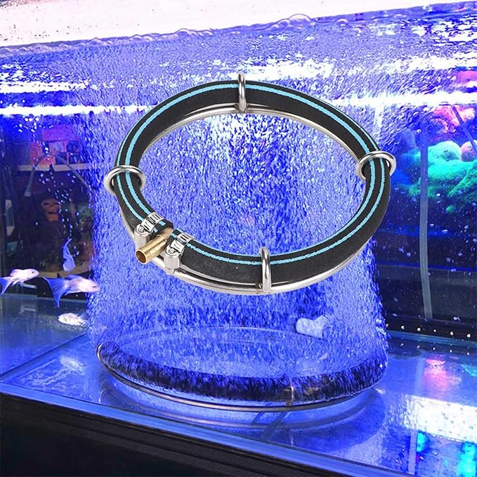 Yctze Large Quiet Very Bubble Diffuser Ring for Aquarium, Fish Air Stone Bubbler for Oxygenation, Weighted Pump Disc for Outdoor Fish Pond Aeration (Single Circle Diameter