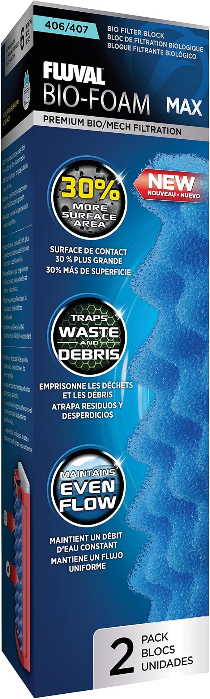 Fluval 407 Blue BioFoam MAX, Replacement Aquarium Filter Media