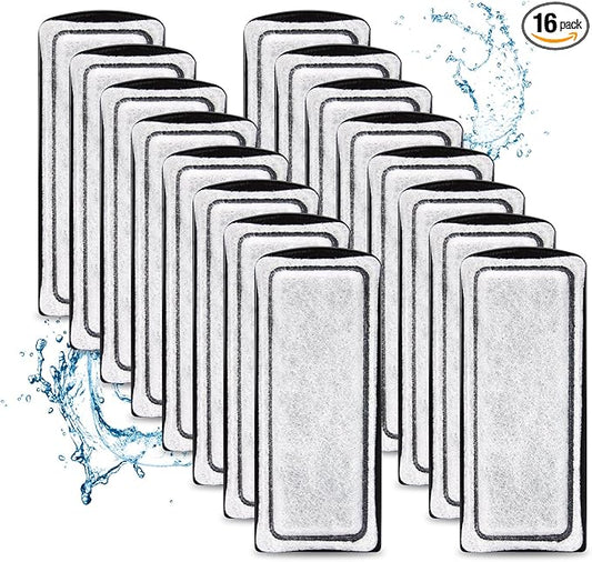 16 Pack Aquarium Filter Cartridge Compatible with Marina Slim Filter S10/S15/S20, Fish Tank Replacement Filter Cartridges with Carbon & Ceramic for All Three Marina Slim Filter Models