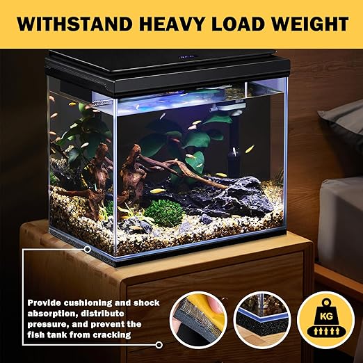 Aquarium Self Leveling Mat for Fish Tank 15 x 29.5 Inch x 6mm Thick, Aquarium Pad for Under Tank， Foam Compressible Neoprene Rubber Mat with Adhesive, Cut-to-Fit for 5/10/15/20/29 Gallon Tanks