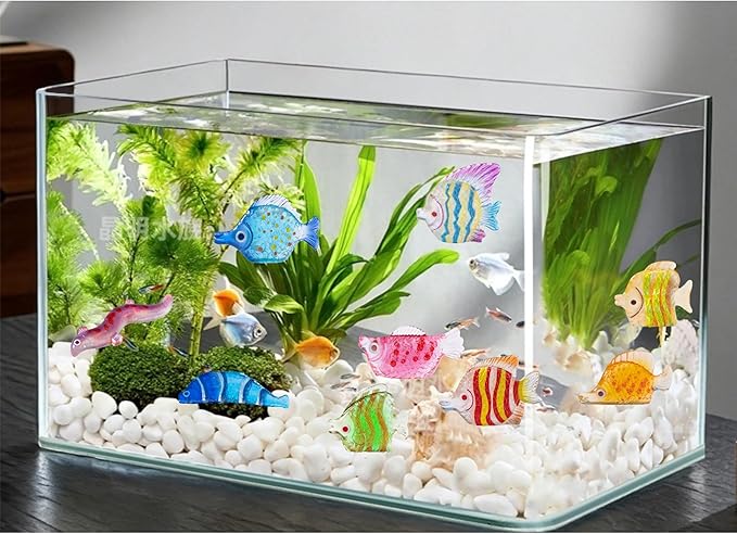 9 Pcs Miniature Flat Fish Aquarium Decor - Vibrant Handmade Underwater Simulation Models for Fish Tank Landscape, Creative Ocean Theme Ornaments, DIY Marine World Hanging Accessories & Desktop Display