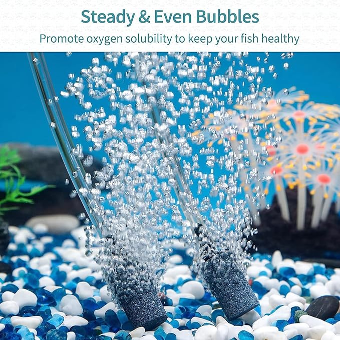 Pawfly Aquarium 1 Inch Air Stone Cylinder Grey Bubble Diffuser Oxygen Aerator Stone for Nano Air Pumps Small Buckets and Fish Tanks, 50 Pack